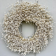Load image into Gallery viewer, Dried Linum Wreath Autumn White Flower Door Wreath Table Decor Candle Ring Dried Flax Seed White Washed Wreath
