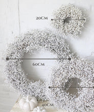Load image into Gallery viewer, Dried Linum Wreath Autumn White Flower Door Wreath Table Decor Candle Ring Dried Flax Seed White Washed Wreath