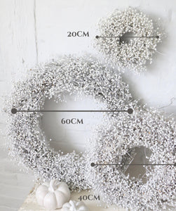 Dried Linum Wreath Autumn White Flower Door Wreath Table Decor Candle Ring Dried Flax Seed White Washed Wreath