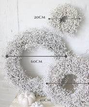 Load image into Gallery viewer, Dried Linum Wreath Autumn White Flower Door Wreath Table Decor Candle Ring Dried Flax Seed Bleached Wreath