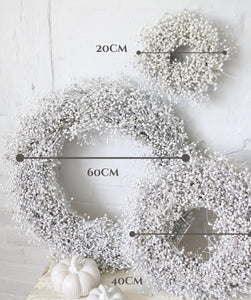 Dried Linum Wreath Autumn White Flower Door Wreath Table Decor Candle Ring Dried Flax Seed Bleached Wreath