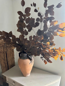 Real Preserved Beech Branches Autumn Leaves Dried Dark Brown Autumnal Foliage Leaves Autumn Bouquet Dried Vase Arrangement