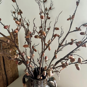 Faux Acorn Branch Autumn Decor Artificial Winter Oak Stem Tall 114cm Long