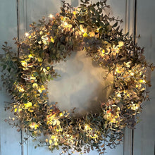 Load image into Gallery viewer, Large Eucalyptus Wreath Faux Christmas Front Door Wreath Artificial All Year Round Greenery Wreath With Optional LED Lights