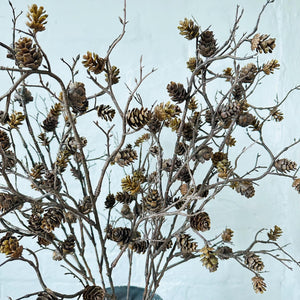 Faux Pine Cone Branch Autumn Decor Artificial Winter Pine Stem Tall 75cm