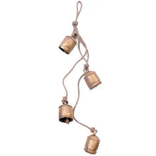 Load image into Gallery viewer, Christmas Bell Garland Large Rustic Gold Bells On Rope Christmas Garland Cowbells Rustic Christmas Decorations Gold Bells For Wreath Decor