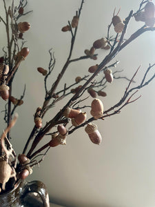 Faux Acorn Branch Autumn Decor Artificial Winter Acorn Tall Stem 114cm Long