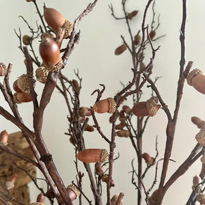 Faux Acorn Branch Autumn Decor Artificial Winter Oak Stem Tall 114cm Long