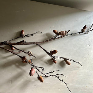 Faux Acorn Branch Autumn Decor Artificial Winter Oak Stem Tall 114cm Long