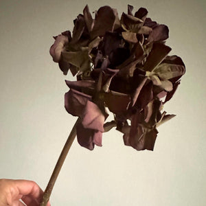 Artificial Hydrangea Dried Look Flowers Vintage Mulberry Faux Hydrangea Burgundy Flower Dried Style Autumn Winter Vase Arrangement