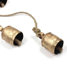 Load image into Gallery viewer, Christmas Bell Garland Large Rustic Gold Bells On Rope Christmas Garland Cowbells Rustic Christmas Decorations Gold Bells For Wreath Decor