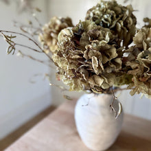 Load image into Gallery viewer, Artificial Dried-Look Hydrangea Stem – 52cm Faux Moss Green Flower for Rustic Decor