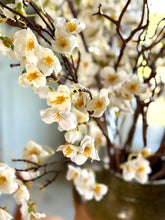 Load image into Gallery viewer, White Cherry Blossom Branch Spring Decor Artificial Spring Vase Arrangement Faux Blossom Stem Realistic White Silk Blossom Flowers Bouquet