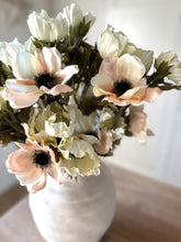 Load image into Gallery viewer, White Anemone Flower Spray Faux Spring Blush Flowers Spring Wedding Bouquet