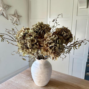 Artificial Hydrangea Dried Look Flowers Green Faux Hydrangea Flower Dried Style Spring Vase Arrangement