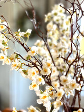 Load image into Gallery viewer, White Cherry Blossom Branch Spring Decor Artificial Spring Vase Arrangement Faux Blossom Stem Realistic White Silk Blossom Flowers Bouquet