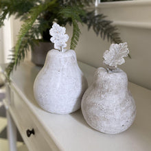 Load image into Gallery viewer, Decorative Stone Pear Ornament Whitewashed Rustic Stone Finish Artificial Pear For Autumn Decor Coffee Table Styling Shelf Decor Farmhouse