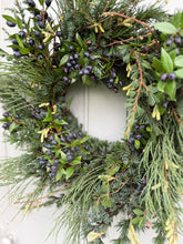 Load image into Gallery viewer, Fresh Christmas Wreath Evergreen Scented Foliage Winter Wreath For Front Door Handmade To Order