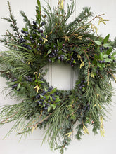 Load image into Gallery viewer, Fresh Christmas Wreath Evergreen Scented Foliage Winter Wreath For Front Door Handmade To Order