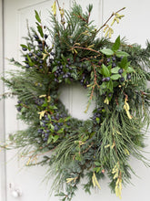 Load image into Gallery viewer, Fresh Christmas Wreath Evergreen Scented Foliage Winter Wreath For Front Door Handmade To Order