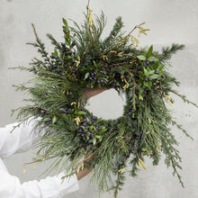 Load image into Gallery viewer, Fresh Christmas Wreath Evergreen Scented Foliage Winter Wreath For Front Door Handmade To Order